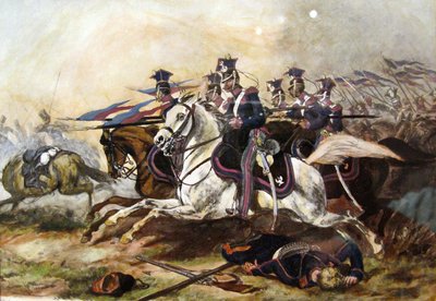 Aanval van de Poznań Cavalerie tijdens de Novemberopstand door Juliusz Fortunat Kossak